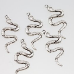 10 Silver Charms, Snake Charms Pendant