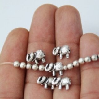 20 Metallperlen Elefant, Zwischenperlen Elefant