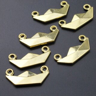 10 Gold Charms, Paper origami boat charms gold