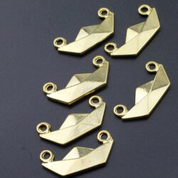 10 Gold Charms, Paper origami boat charms gold