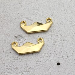 10 Gold Charms, Paper origami boat charms gold