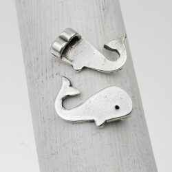 5 Baby Whale Bracelet Clasp, Bracelet Connector, Whale Pendant