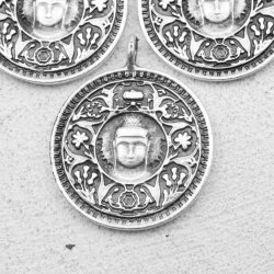 5 Buddha Pendant, Buddha Charms, Medallion