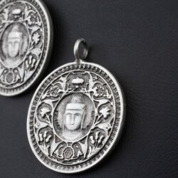 5 Buddha Pendant, Buddha Charms, Medallion