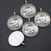 10 Elephant Charms Pendant, Elephant Coin