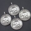 10 Elephant Charms Pendant, Elephant Coin