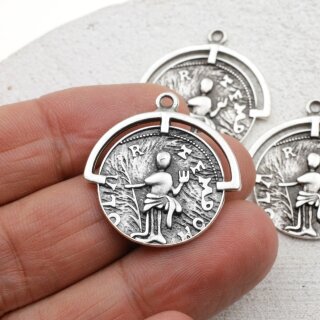 5 Roman Coin Pendant, Greek Coin Charms 