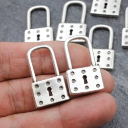 5 Padlock Charms, Lock Necklace Charm, Lock Pendant