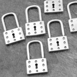 5 Padlock Charms, Lock Necklace Charm, Lock Pendant