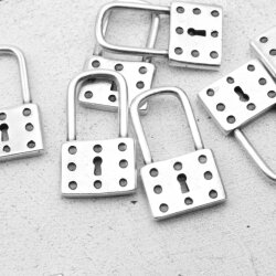 5 Padlock Charms, Lock Necklace Charm, Lock Pendant