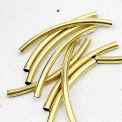 20 Curved Tube Beads 5mm, Raw Tube Beads, Noodle Tube,...