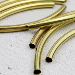 20 Curved Tube Beads 5mm, Raw Tube Beads, Noodle Tube,...