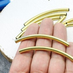 20 Curved Tube Beads 5mm, Raw Tube Beads, Noodle Tube, Curve Tube Bead, RAW