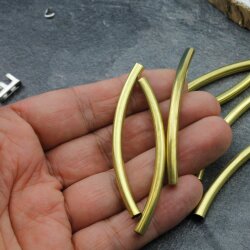 20 Curved Tube Beads 5mm, Raw Tube Beads, Noodle Tube, Curve Tube Bead, RAW