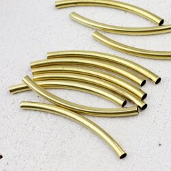 20 Curved Tube Beads 5mm, Raw Tube Beads, Noodle Tube, Curve Tube Bead