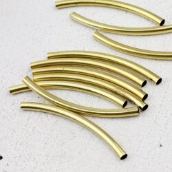 20 Curved Tube Beads 5mm, Raw Tube Beads, Noodle Tube,...