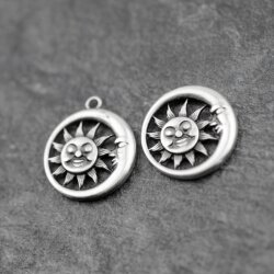 10 Sun and Moon Charms, Sun Charms, Sun Moon Pendant...