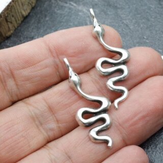 10 Snake Charms, Snake Pendant, Silver Snake