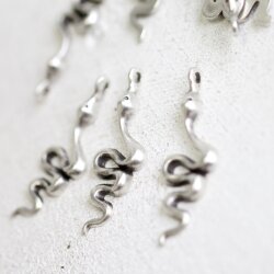 10 Snake Charms, Snake Pendant, Silver Snake