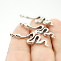 10 Snake Charms, Snake Pendant, Silver Snake