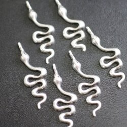 10 Snake Charms, Snake Pendant, Silver Snake