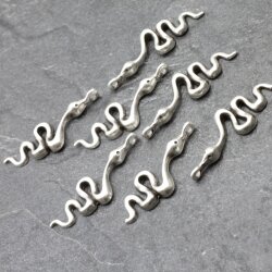 10 Snake Charms, Snake Pendant, Silver Snake