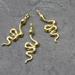 10 Snake Charms, Snake Pendant, Gold Snake