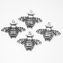 10 Bee Charms, Bee Pendants, Silver Bee
