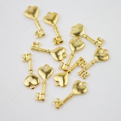 20 Heart lock metal Charms Pendant, Gold