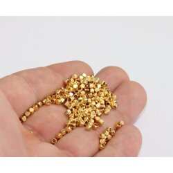 200 Brass square cube beads 2 mm, Spacer Beads