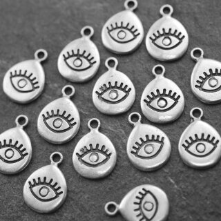 10 Eye Charms Pendant, evil eye Pendant, Silver Evil Eye