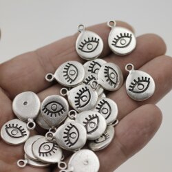 10 Eye Charms Pendant, evil eye Pendant, Silver Evil Eye