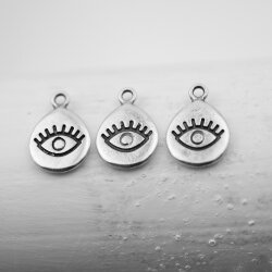 10 Eye Charms Pendant, evil eye Pendant, Silver Evil Eye