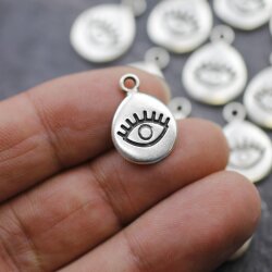 10 Eye Charms Pendant, evil eye Pendant, Silver Evil Eye