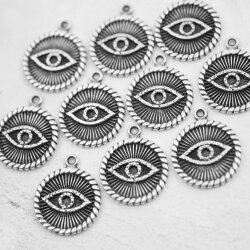 5 Eye Charms Pendant, evil eye Pendant, Silver Evil Eye