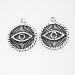 5 Eye Charms Pendant, evil eye Pendant, Silver Evil Eye