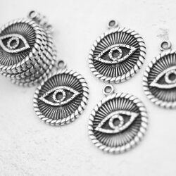 5 Eye Charms Pendant, evil eye Pendant, Silver Evil Eye