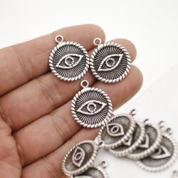 5 Eye Charms Pendant, evil eye Pendant, Silver Evil Eye