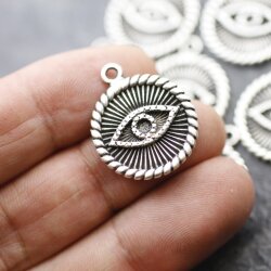 5 Eye Charms Pendant, evil eye Pendant, Silver Evil Eye