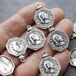 10 Peplica Charms, Replica Pendant, Coin Charms