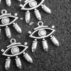 5 Eye Charms Pendant, evil eye Pendant, Silver Evil Eye