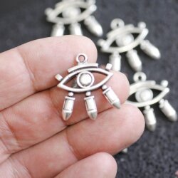 5 Eye Charms Pendant, evil eye Pendant, Silver Evil Eye