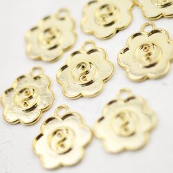 10 Yin Yang charms Gold, Flower Charms, for Enamel Charm