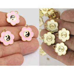 10 Yin Yang charms gold für Emaille, DIY Emaille Schmuck