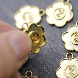 10 Yin Yang charms Gold, Flower Charms, for Enamel Charm