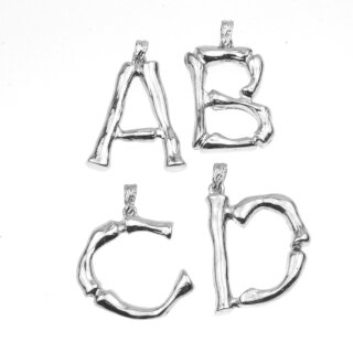 1 Knochen Bambus Buchstaben Anhnger, Rhodium Imitation