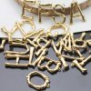 1 Bones, Bamboo Letter Pendant, Gold