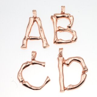 1 Knochen Bambus Buchstaben Anhänger, Rosegold