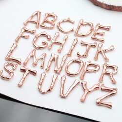 1 Knochen Bambus Buchstaben Anhänger, Rosegold