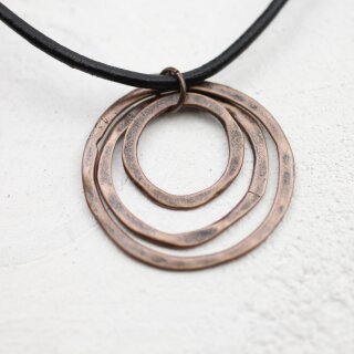 5 Triple Circle Charms Pendant, Antique Copper